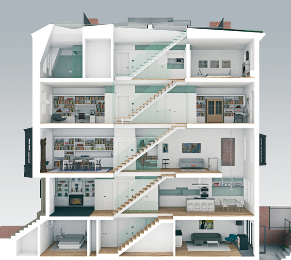 contemporary beacon hill townhouse model