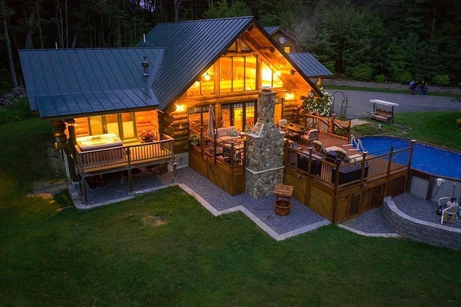 On the Market: A Lofty Log Cabin in Central Mass