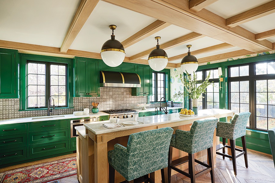 Green kitchen 2025 bench